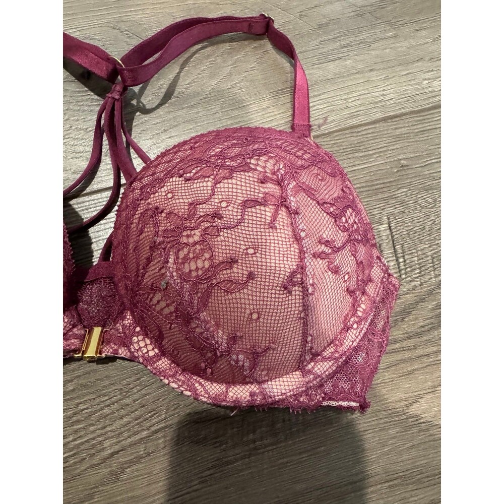 Victorias Secret Lace RacerBack Bombshell Push Up Bra Size 32A - Picture 3 of 10